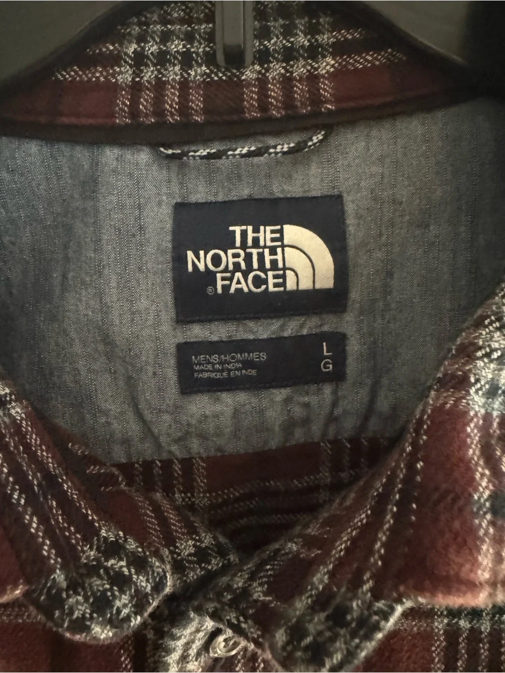 The North Face plaid button